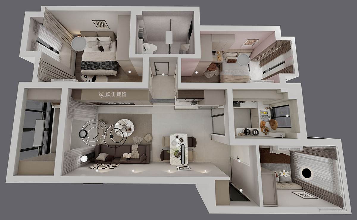 蔣琛｜保利羅蘭香谷10-1-1404-90㎡-現代簡約風格｜3室2廳1衛｜老房裝修｜定制家｜全包12萬｜00_04鳥瞰圖