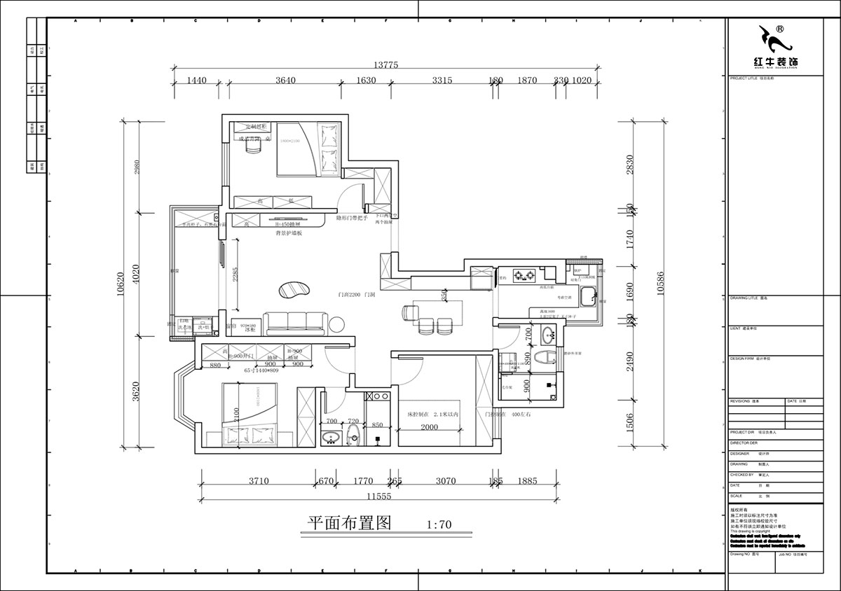 蔣琛｜香榭里8-2-901-108㎡-現代簡約風格｜3室2廳2衛｜老房裝修｜定制家｜全包16萬｜00_02平面布置圖