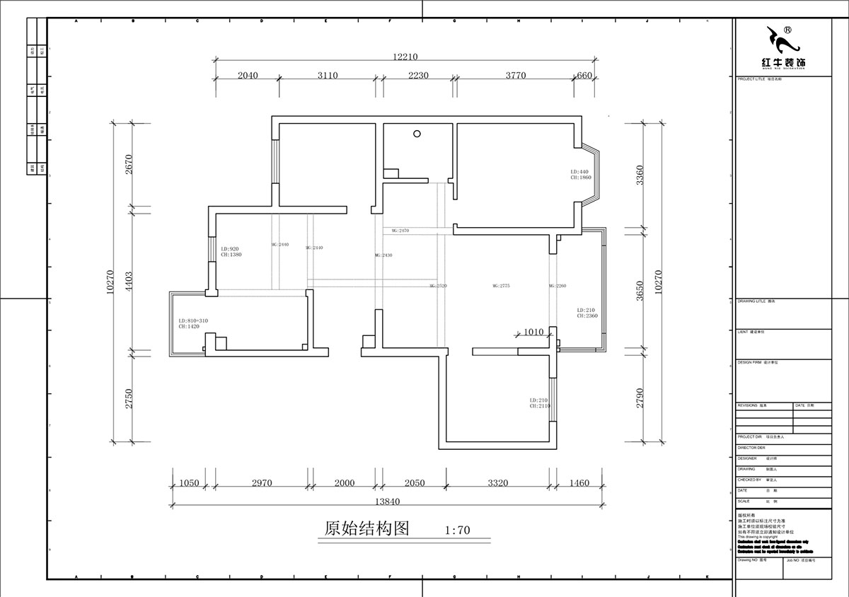 蔣琛｜香榭里8-3-1101-260㎡-現代簡約風格｜4室3廳2衛｜老房裝修｜定制家｜全包29萬｜00_01一層原始結構圖