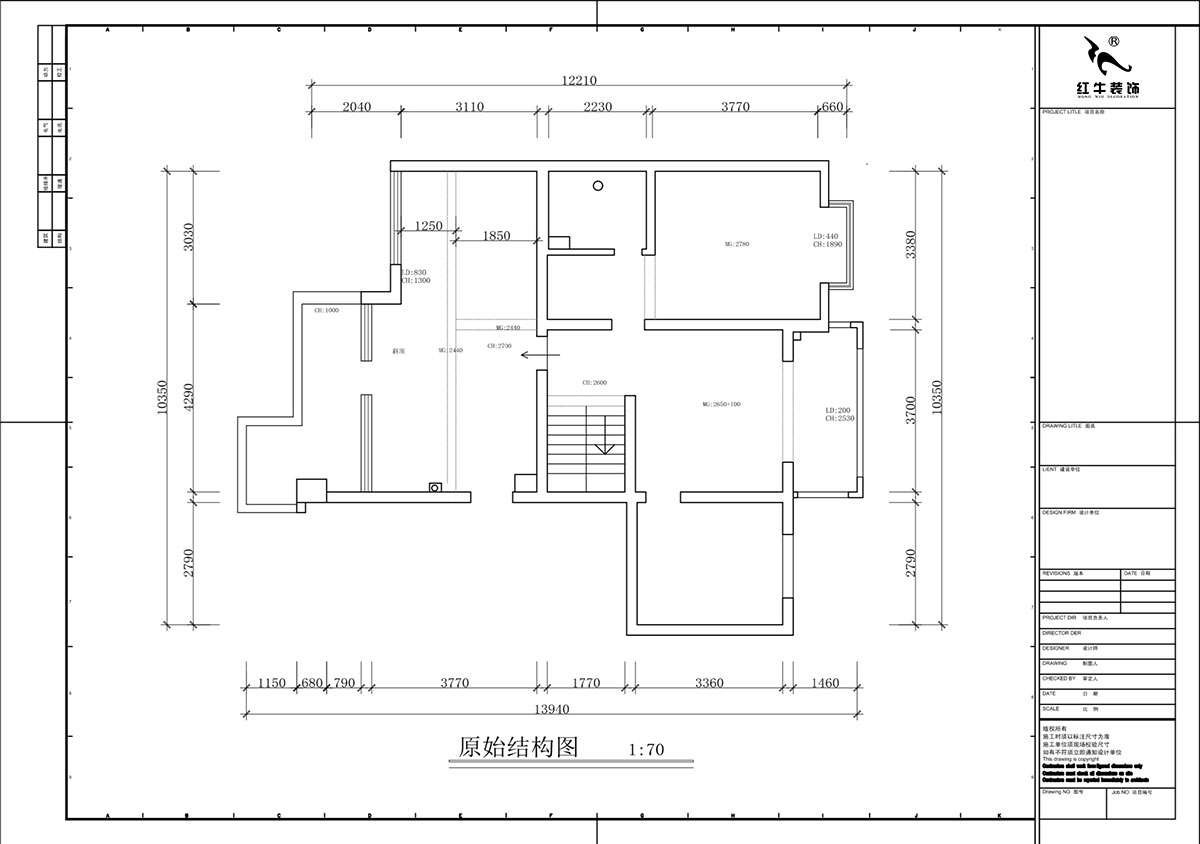 蔣琛｜香榭里8-3-1101-260㎡-現代簡約風格｜4室3廳2衛｜老房裝修｜定制家｜全包29萬｜00_02二層原始結構圖