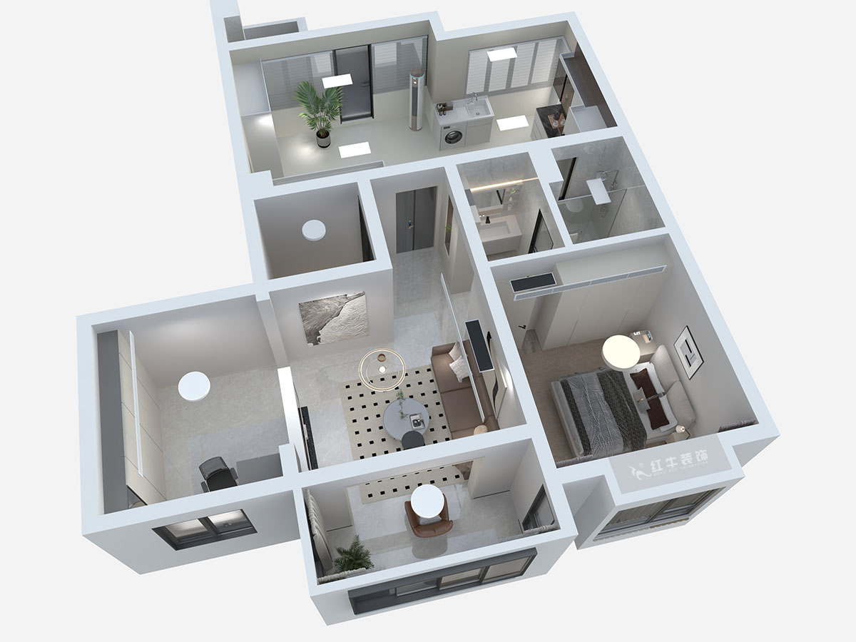 蔣琛｜香榭里8-3-1101-260㎡-現代簡約風格｜4室3廳2衛｜老房裝修｜定制家｜全包29萬｜00_06鳥瞰圖