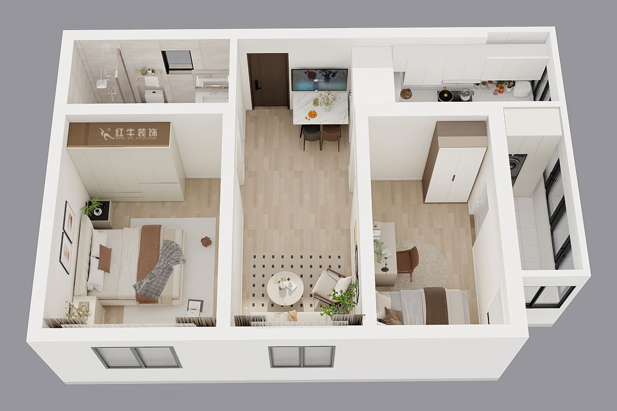 劉曉芳｜青云巷20號201-57㎡-現代風格｜2室2廳1衛｜老房裝修｜定制家｜全包8