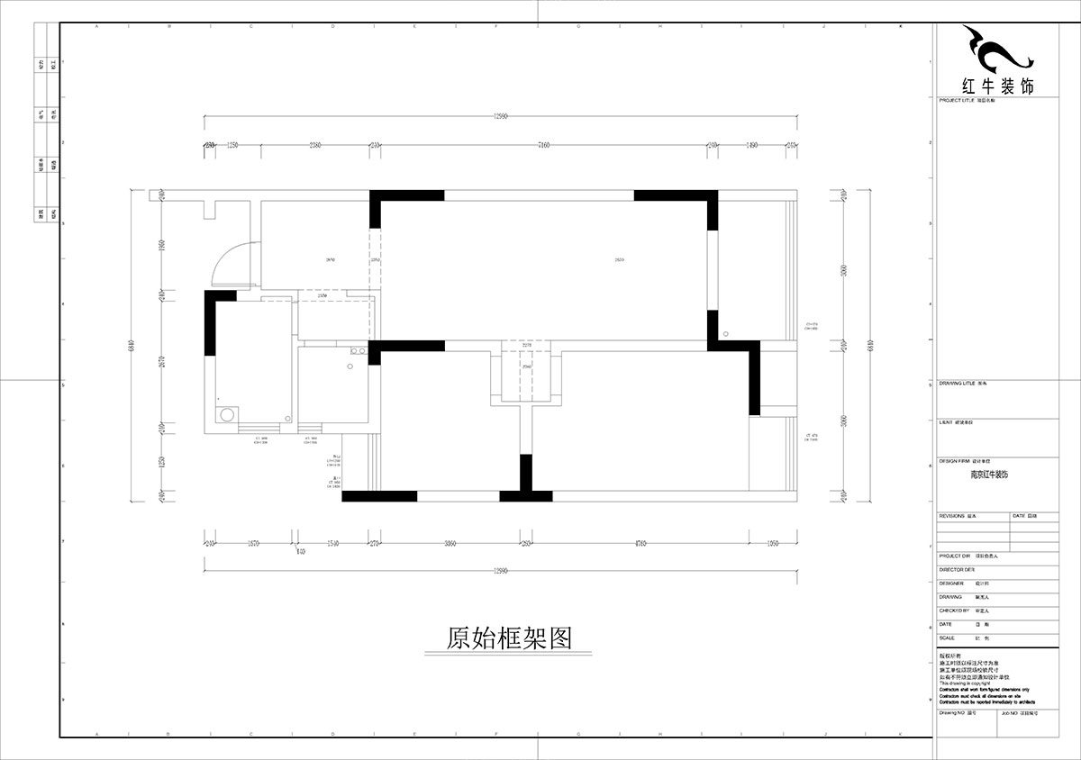 孟憲濤｜紫楊佳園11-108-85㎡-簡約風格｜2室2廳1衛｜老房裝修｜定制家｜全包12萬｜00_01原始框架圖