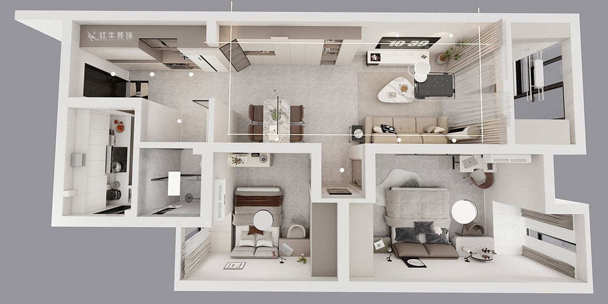 孟憲濤｜紫楊佳園11-108-85㎡-簡約風格｜2室2廳1衛｜老房裝修｜定制家｜全包12萬｜00_04鳥瞰圖