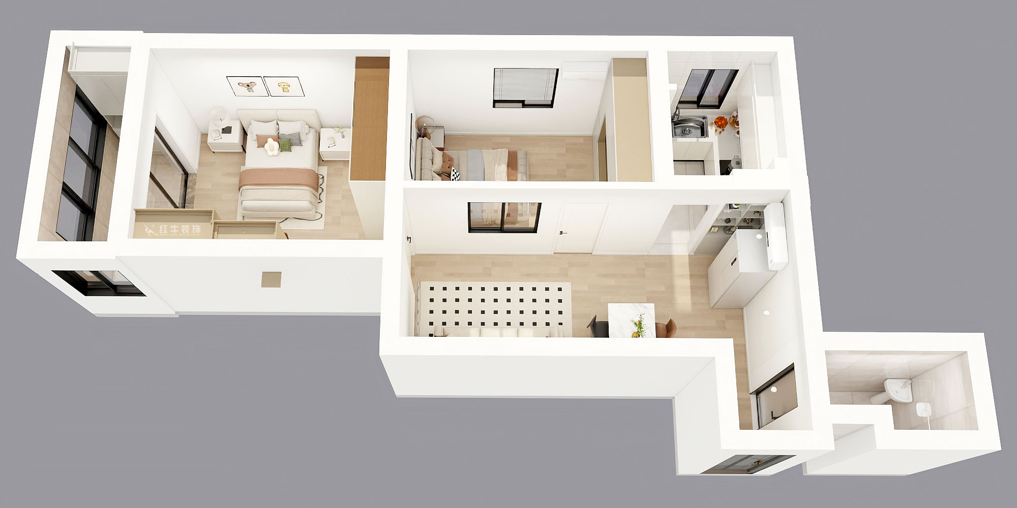 劉曉芳｜武學園6-807-73㎡-現代風格｜2室2廳1衛｜老房裝修｜定制家｜全包8