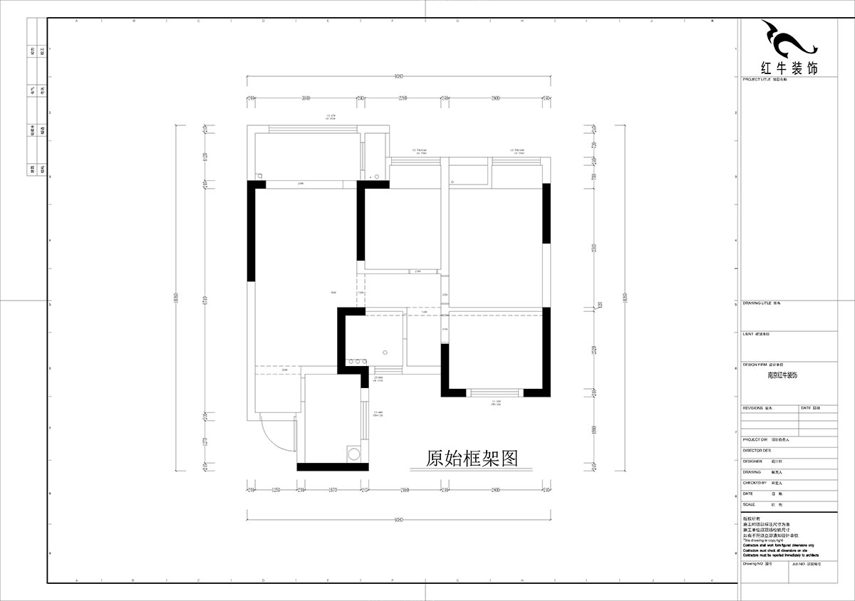 孟憲濤｜江城苑6-2-1704-88㎡-簡約風格｜3室2廳1衛｜新房裝修｜定制家｜全包12萬｜00_01原始框架圖