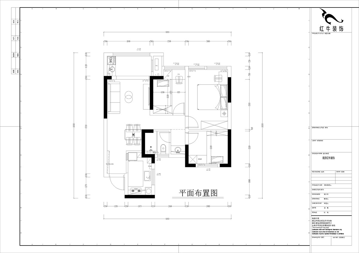 孟憲濤｜江城苑6-2-1704-88㎡-簡約風格｜3室2廳1衛｜新房裝修｜定制家｜全包12萬｜00_02平面布置圖
