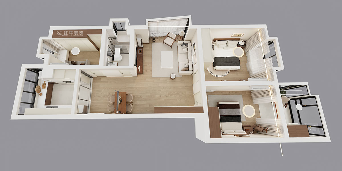 劉小勇｜東城水岸6-1301-105㎡-現代風格｜3室2廳1衛｜老房裝修｜定制家｜全包11