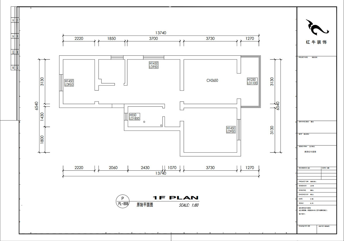 劉小勇｜寧工新寓二村115號501-75㎡-現代簡約風格｜3室1廳1衛｜老房裝修｜定制家｜全包10萬｜00_01原始結構圖