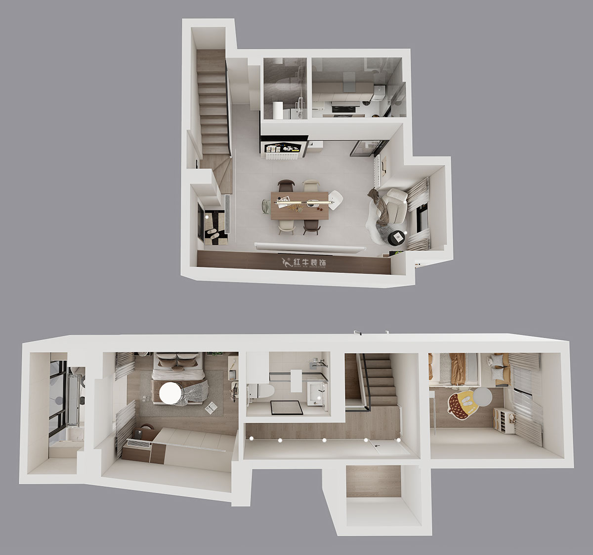 蔣琛｜圣淘沙花城6-1905-105㎡-現代簡約風格｜復式｜2室2廳2衛｜老房裝修｜定制家｜全包13萬｜00_06鳥瞰圖