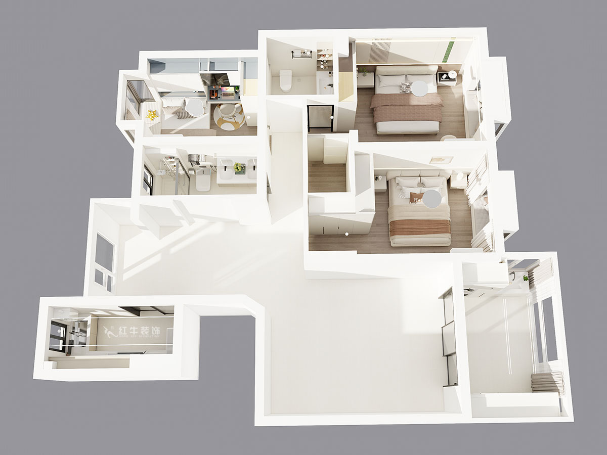 郭志成｜澳麗嘉園4-605-126㎡-現代奶油風格｜3室2廳1廚2衛｜毛坯裝修｜定制家｜全包19