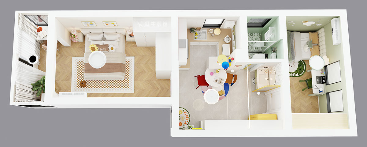 朱彥｜淮海新村7-28-702-57㎡-現代風格｜2室1廳1衛｜老房改造｜定制家｜全包8萬｜00_04鳥瞰圖