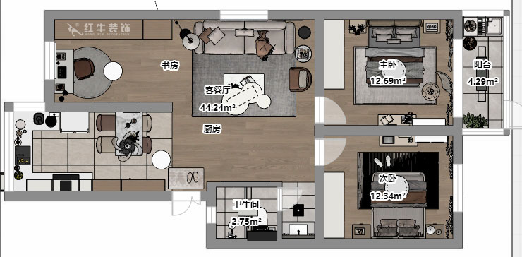 劉小勇｜復成里44-109-94㎡-現代簡約風格｜3室2廳1衛｜老房裝修｜定制家｜全包10