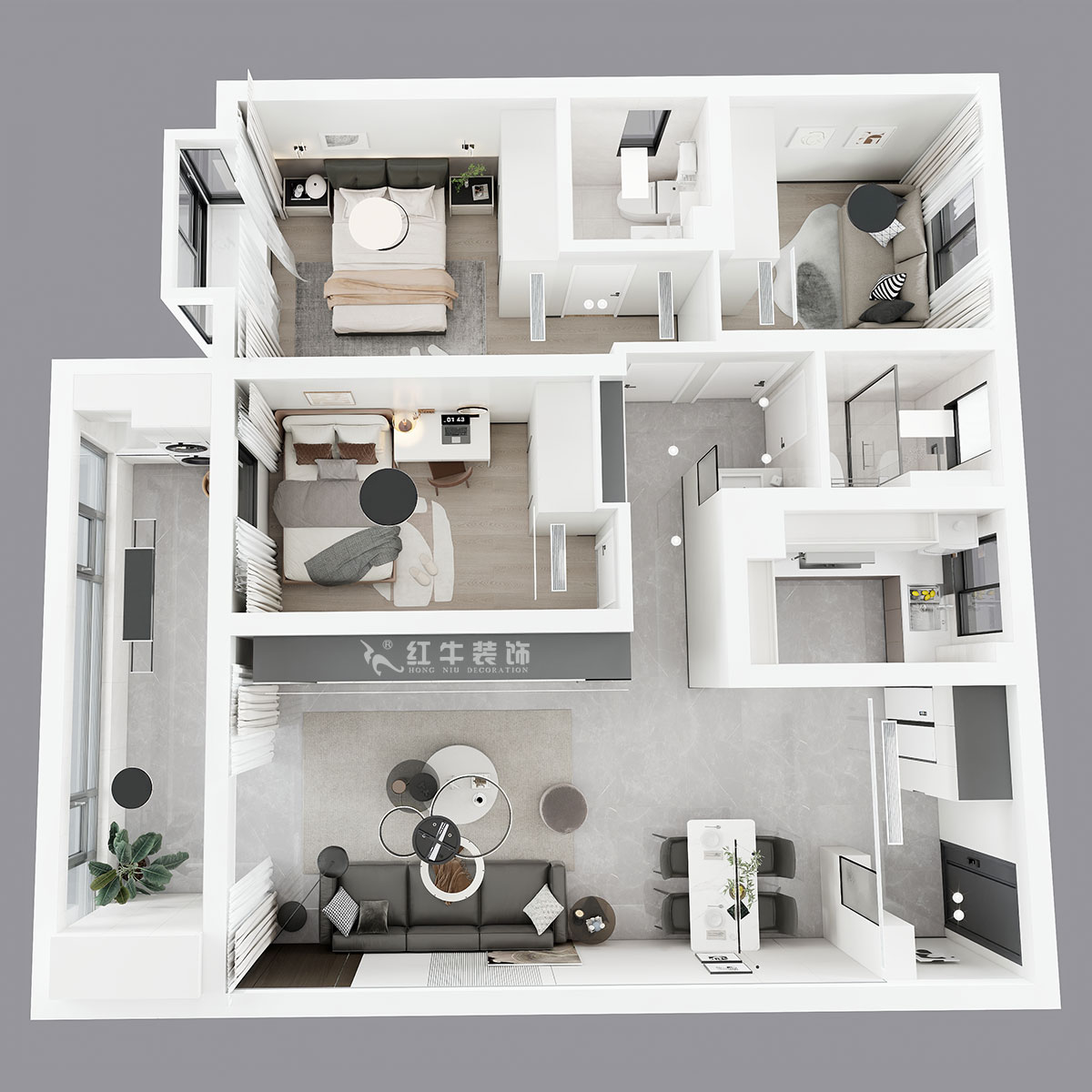 孟憲濤｜金浦御龍灣-I區(qū)3-1-204-120㎡-簡(jiǎn)約風(fēng)格｜3室2廳2衛(wèi)｜新房裝修｜定制家｜全包16萬｜00_04鳥瞰圖