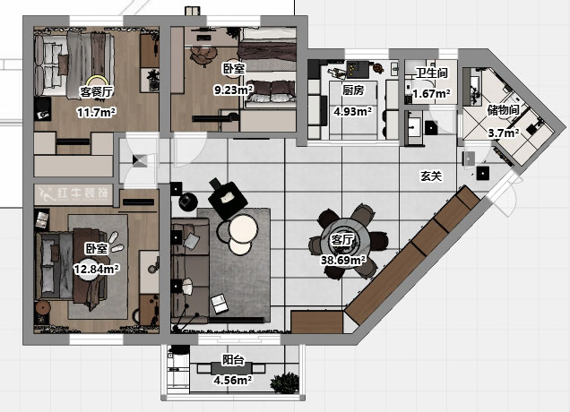 劉小勇｜五臺花園11-1706-124㎡-現代簡約風格｜3室2廳2衛(wèi)｜老房裝修｜定制家｜全包16