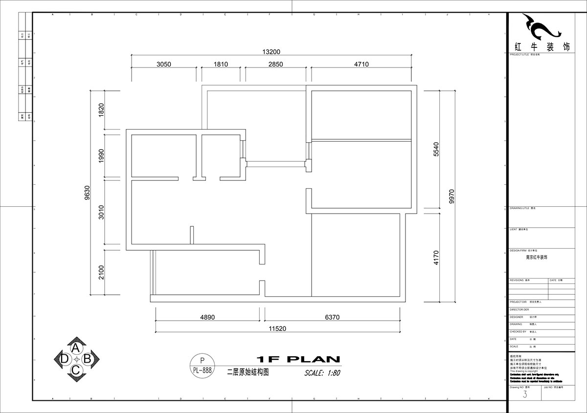 仇美蓉｜梅花山莊36-3-605-132㎡-簡約風格｜3室2廳2衛｜老房裝修｜定制家｜全包18萬｜00_02二層原始框架圖