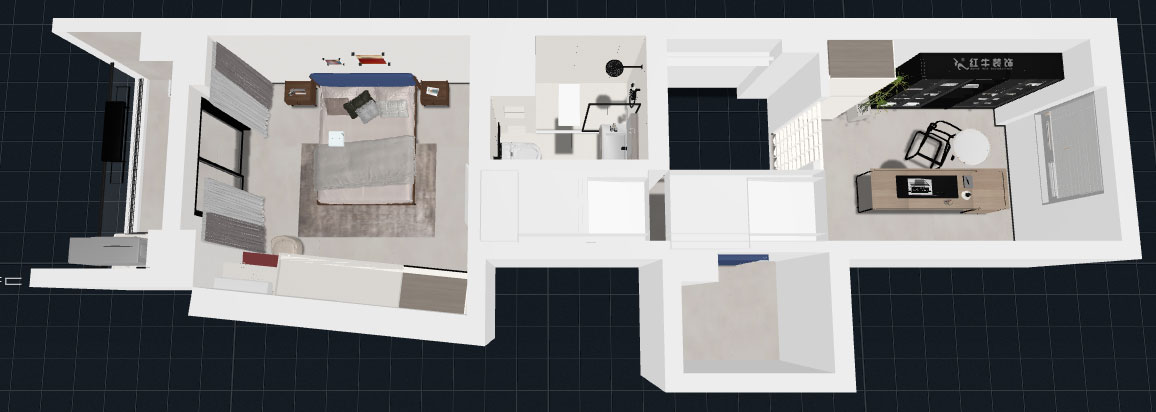 蔣琛｜圣淘沙花城6-1705-105㎡-現代簡約風格｜2室2廳1衛｜老房裝修｜定制家｜全包15萬｜00_08二層鳥瞰圖
