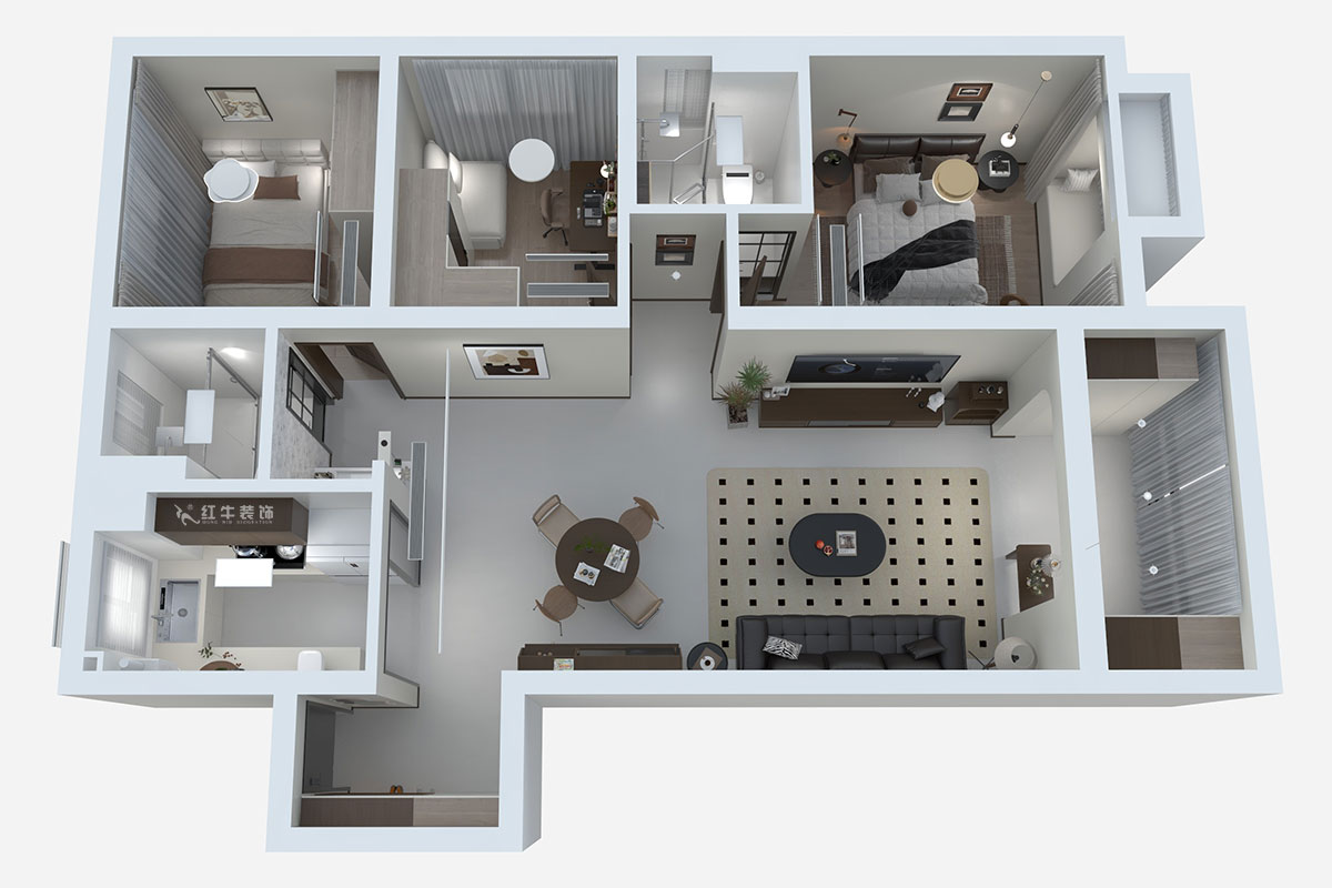 熊皓宇｜金浦御龍灣-110㎡-中古風｜3室2廳2衛｜老房裝修｜定制家｜全包13