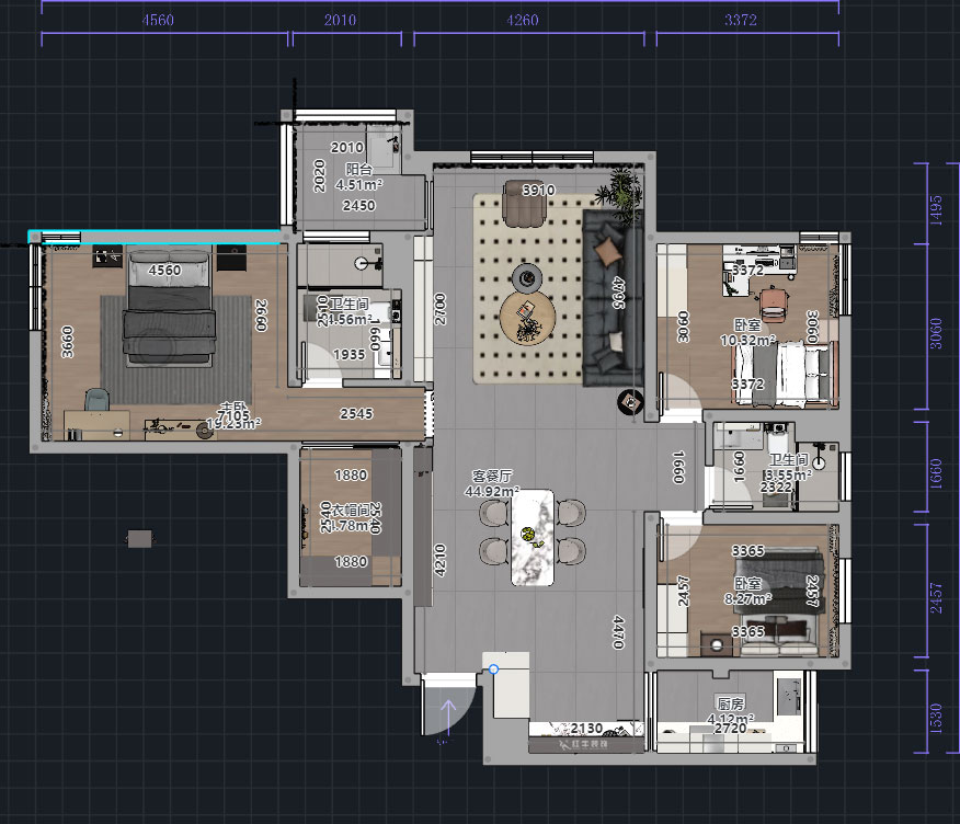 熊皓宇｜仁恒江灣城翠竹苑-140㎡-現代風格｜3室2廳2衛｜老房裝修｜定制家｜全包14