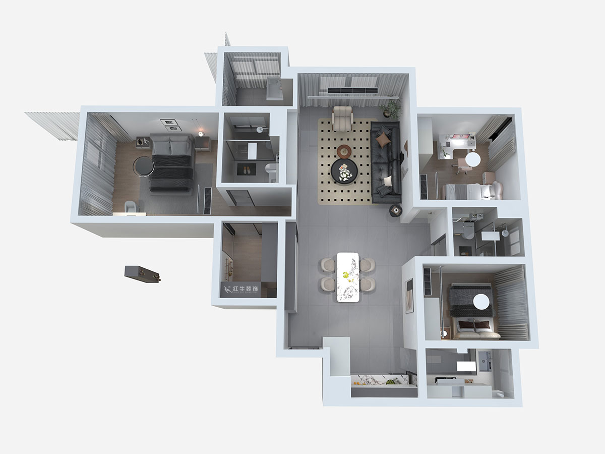 熊皓宇｜仁恒江灣城翠竹苑-140㎡-現代風格｜3室2廳2衛｜老房裝修｜定制家｜全包14